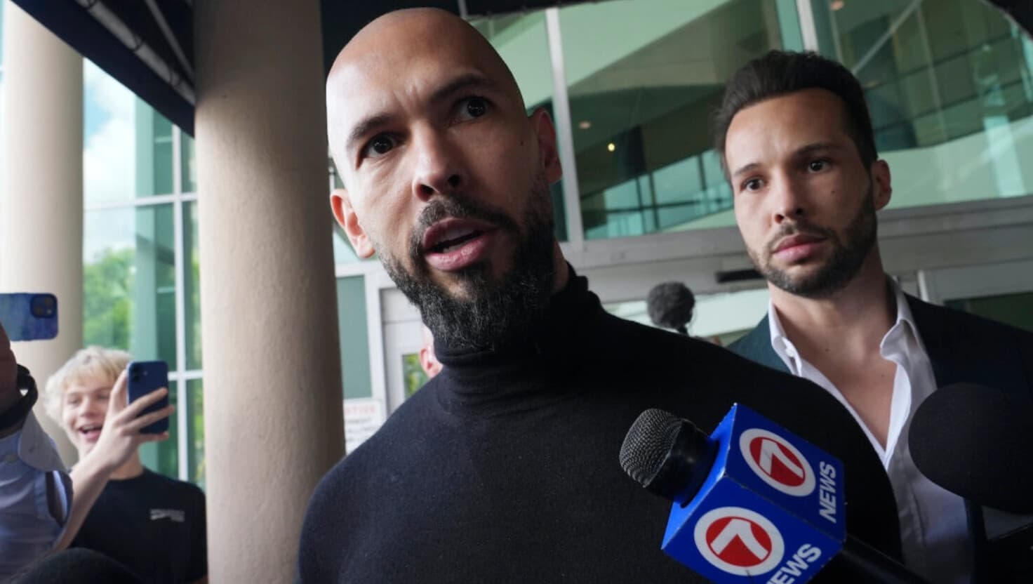 Los hermanos influencers Andrew y Tristan Tate llegan a Fort Lauderdale, Florida, el 27 de febrero de 2025. (Marta Lavandier/AP Photo).