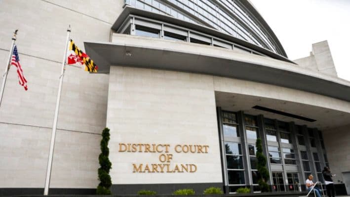 El edificio de la Corte de Distrito de Maryland en Rockville, condado de Montgomery, Maryland, el 13 de septiembre de 2019. (Charlotte Cuthbertson/The Epoch Times)