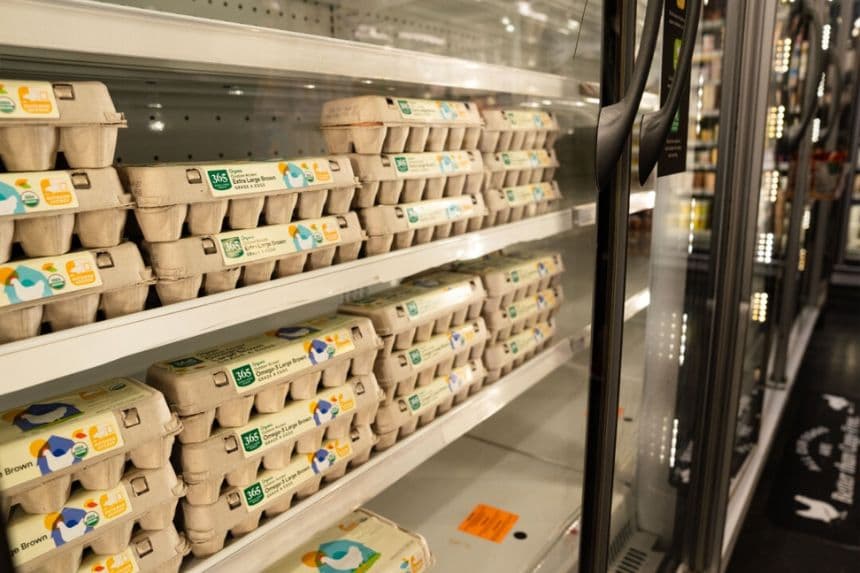 Huevos en una tienda de Nueva York el 17 de febrero de 2025. (Samira Bouaou/The Epoch Times)