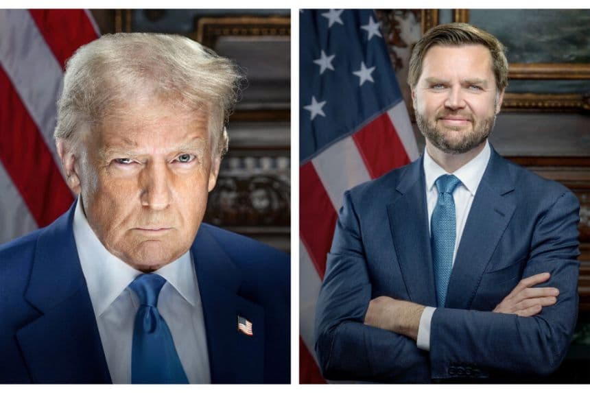 Los retratos del presidente electo Donald Trump y del vicepresidente electo JD Vance se revelaron al público el 16 de enero de 2025. (Equipo de transición Trump-Vance)
