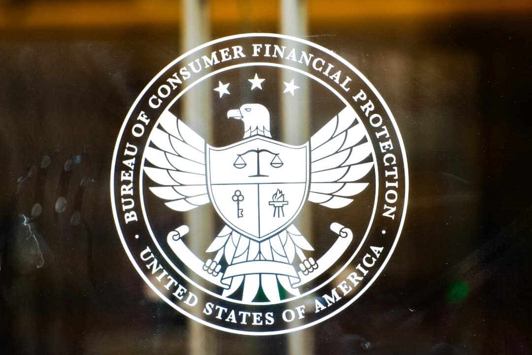 El edificio de la Oficina para la Protección Financiera del Consumidor en Washington, el 31 de octubre de 2023. (Madalina Vasiliu/The Epoch Times)