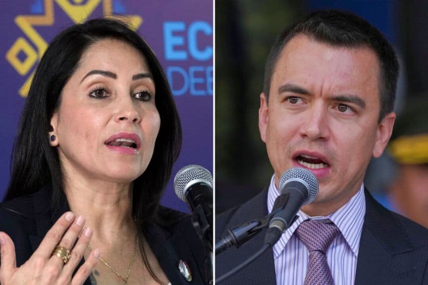 (Izquierda) Luisa González; (Derecha) Daniel Noboa, Presidente de Ecuador. (AP Photo/Dolores Ochoa)