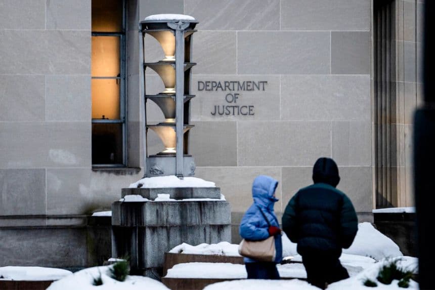 El Departamento de Justicia (DOJ) en Washington, el 9 de enero de 2025. (Madalina Vasiliu/The Epoch Times)