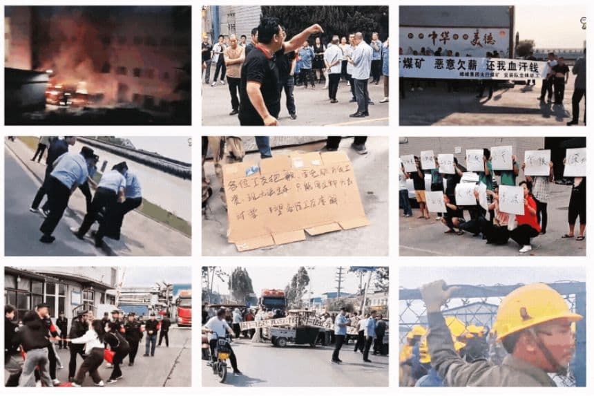 Mientras la economía china se debilita, decenas de miles de trabajadores protestan por salarios atrasados