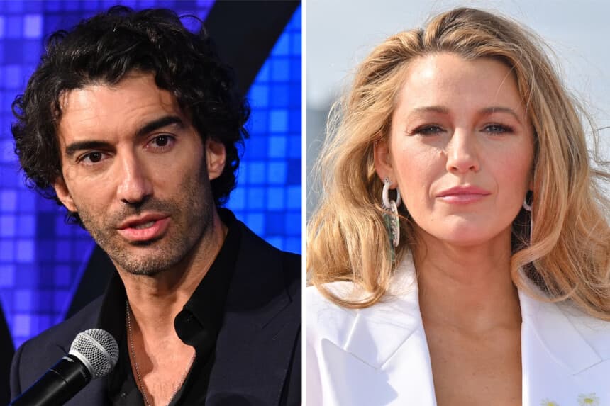 (Izquierda) El actor y cineasta Justin Baldoni habla en el escenario durante la 12.ª edición de los premios Voices of Solidarity de Vital Voices, celebrada en el edificio IAC de Nueva York el 9 de diciembre de 2024. (Derecha) Blake Lively asiste a la sesión fotográfica de "It Ends With Us" en el edificio IET: Savoy Place, en Londres, el 8 de agosto de 2024. Bryan Bedder/Getty Images para Vital Voices Global Partnership; Jeff Spicer/Getty Images para Sony Pictures.