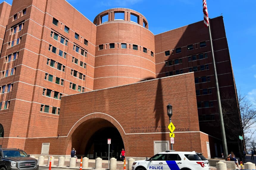 Corte de Distrito de EE. UU. para el Distrito de Massachusetts, 14 de abril de 2023. (Learner Liu/The Epoch Times).