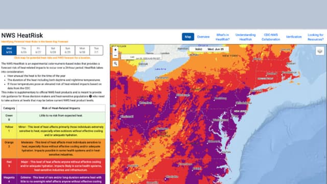 NWS: Ola de calor continúa en la costa este, la región del Atlántico medio y el valle de Ohio