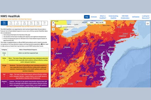 NWS: Ola de calor continúa en la costa este, la región del Atlántico medio y el valle de Ohio
