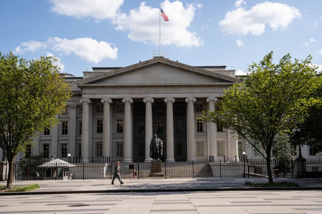El Departamento del Tesoro de EE. UU. en Washington, el 8 de agosto de 2025. (Madalina Kilroy/The Epoch Times)