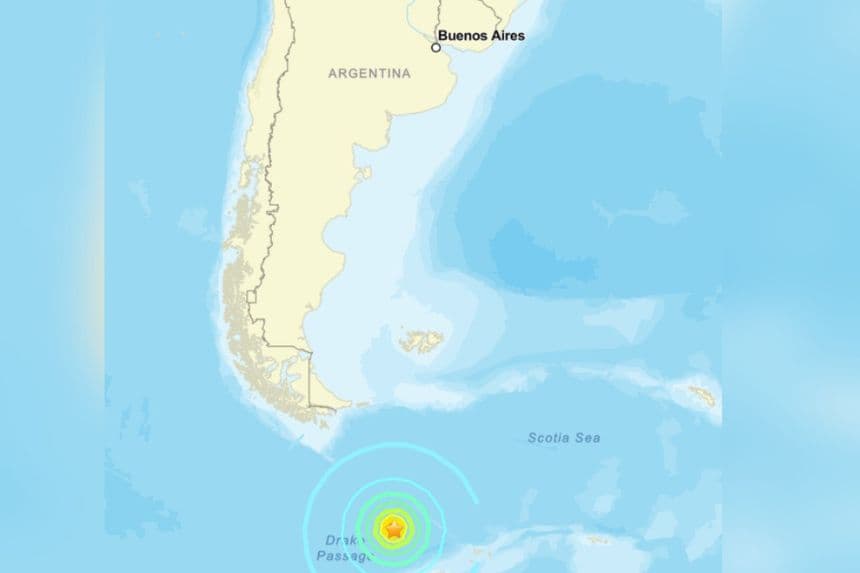 Terremoto de magnitud 7.5 se registra en las aguas entre la Antártida y Chile