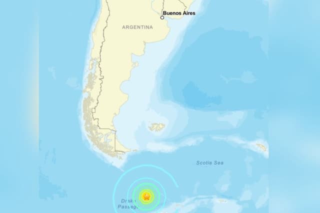 Terremoto de magnitud 7.5 se registra en las aguas entre la Antártida y Chile