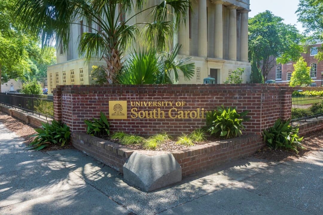Anuncio de entrada a la Universidad de Carolina del Sur en Columbia, Carolina del Sur, el 26 de mayo de 2024. (Shutterstock)