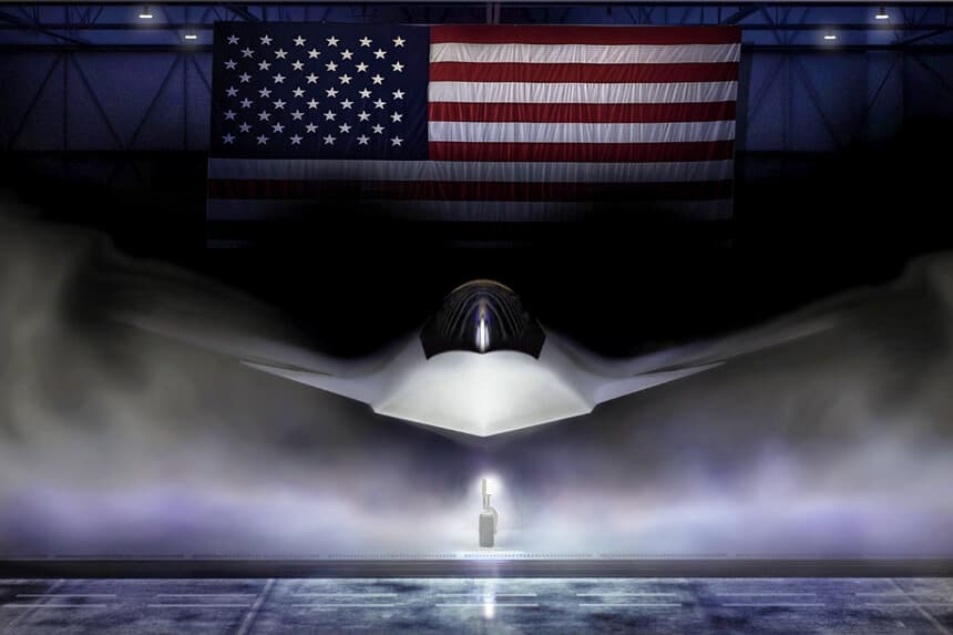 Una representación artística del caza de sexta generación de la Fuerza Aérea, el F-47. (Gráfico de la Fuerza Aérea de los Estados Unidos).