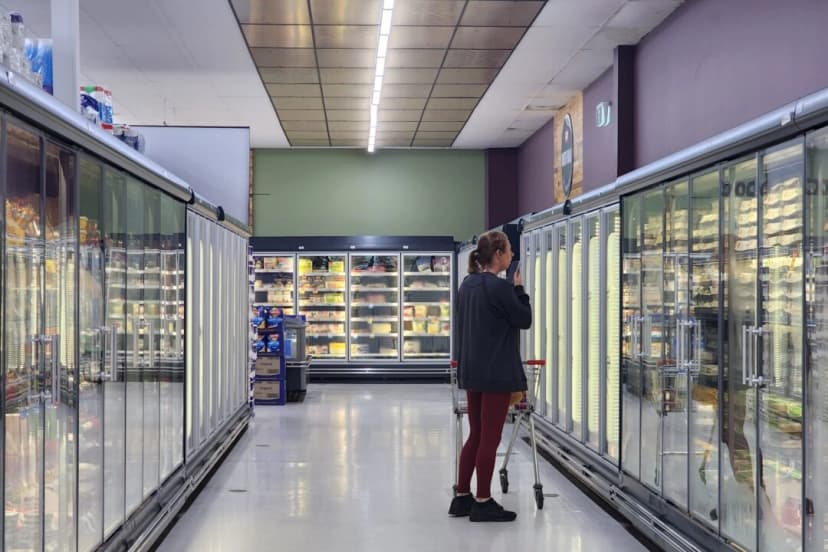 Una mujer compra en la sección refrigerada de un supermercado en Australia Occidental el 4 de mayo de 2024. (Susan Mortimer/ The Epoch Times)