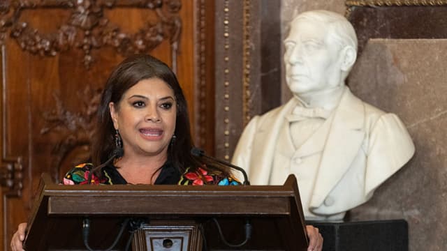 La alcaldesa de la Ciudad de México, Clara Brugada (YURI CORTEZ/AFP a través de Getty Images)