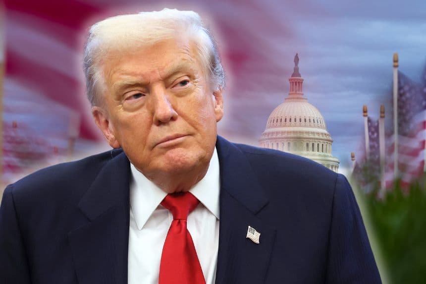 Imagen de fondo: Banderas estadounidense en Capitol Hill. ((Foto de Tom Brenner/Getty Images) Presidente Donald Trump (Anna Moneymaker/Getty Images)