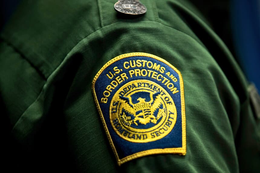 WASHINGTON, DC - DECEMBER 5: A U.S. Customs and Border Protection patch is displayed on the sleeve of Ronald D. Vitiello, Acting Deputy Commissioner of U.S. Customs and Border Protection (CBP), as he speaks during a Department of Homeland Security press conference to announce end-of-year numbers regarding immigration enforcement, border security and national security, December 5, 2017 in Washington, DC. (Photo by Drew Angerer/Getty Images)