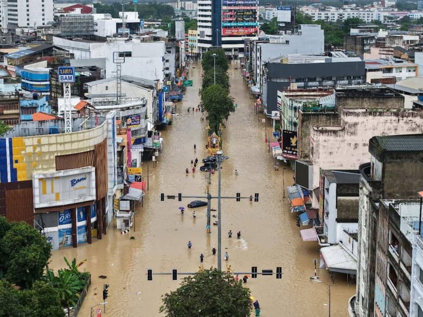 Las precipitaciones de los últimos días en Tailandia dejan un balance preliminar de 41 muertos y 2.7 millones de afectados en 20 provincias. (EFE/ Departamento de Relaciones Públicas de Songkhla)