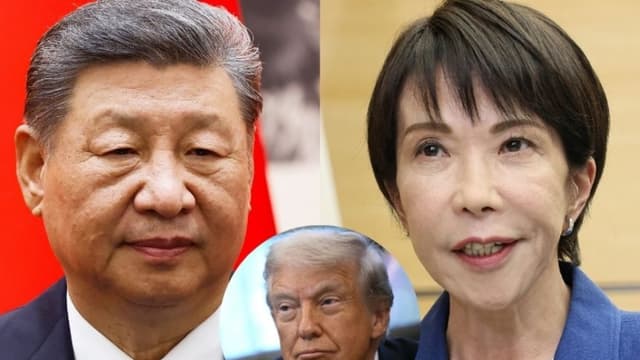 (I) El presidente chino, Xi Jinping, el 12 de noviembre de 2025 en Beijing, China. (Maxim Shemetov-Pool/Getty Images) (D) La primera ministra de Japón, Sanae Takaichi, el 21 de noviembre de 2025. (STR/JIJI Press/AFP a través de Getty Images) (C) El presidente de Estados Unidos, Donald Trump, el 17 de noviembre de 2025. (BRENDAN SMIALOWSKI/AFP vía Getty Images)