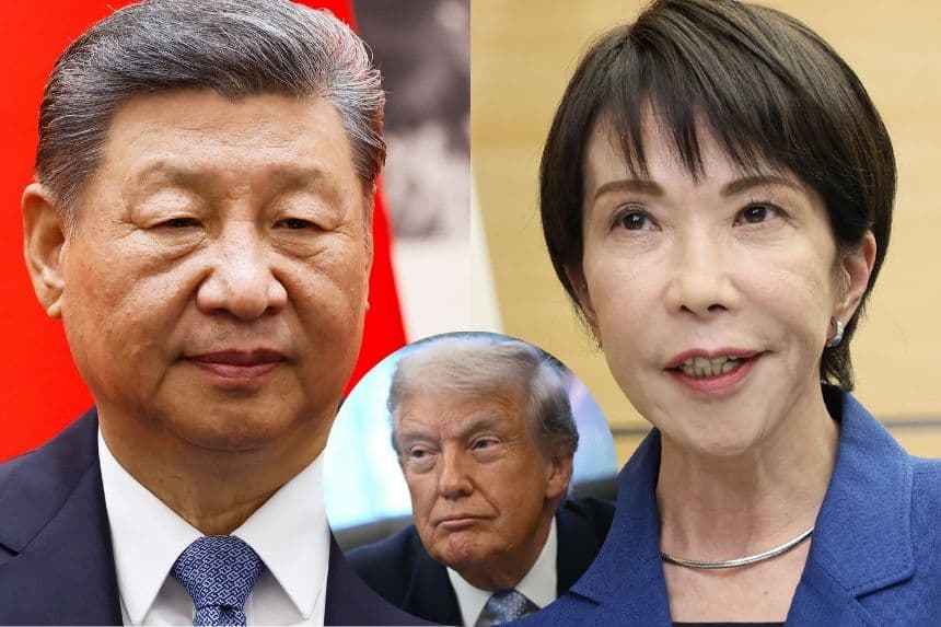 (I) El presidente chino, Xi Jinping, el 12 de noviembre de 2025 en Beijing, China. (Maxim Shemetov-Pool/Getty Images) (D) La primera ministra de Japón, Sanae Takaichi, el 21 de noviembre de 2025. (STR/JIJI Press/AFP a través de Getty Images) (C) El presidente de Estados Unidos, Donald Trump, el 17 de noviembre de 2025. (BRENDAN SMIALOWSKI/AFP vía Getty Images)