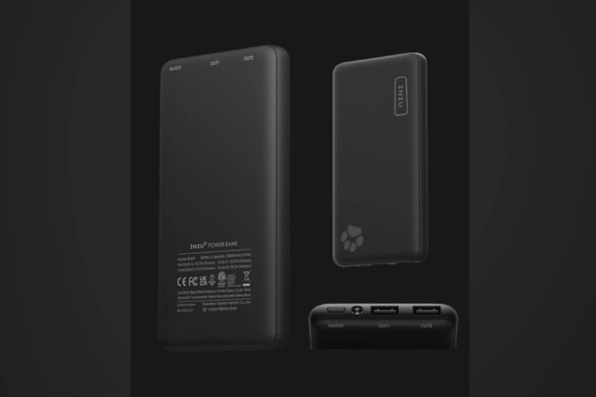 Una imagen de la batería externa portátil INIU de 10,000 mAh retirada del mercado, modelo BI-B41. (Cortesía de la CPSC)