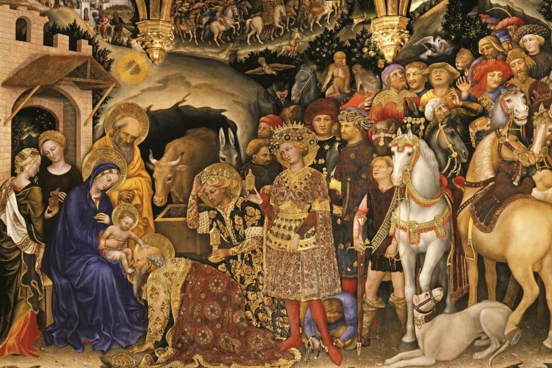 Detalle de la "Adoración de los Magos", 1423, de Gentile da Fabriano. Galerías Uffizi, Florencia, Italia. (Dominio público)