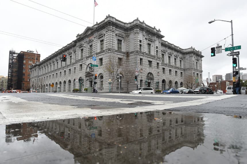 El edificio de la Corte de Apelaciones del Noveno Circuito de los Estados Unidos, visto el 6 de febrero de 2017 en San Francisco, California. (Foto de Josh Edelson / AFP) (Foto de JOSH EDELSON/AFP a través de Getty Images).