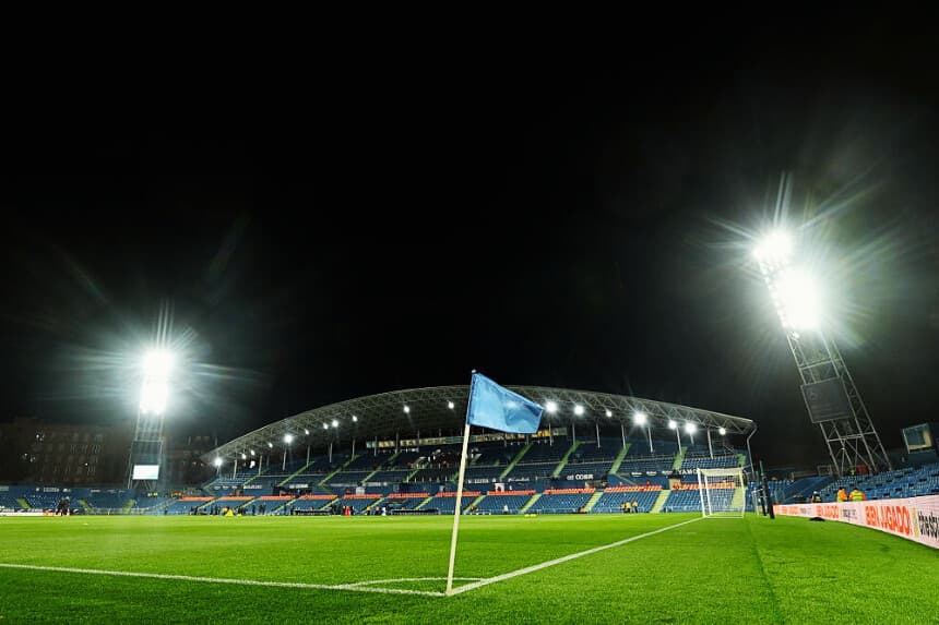 Vista general del interior del estadio, donde se ve un banderín de córner antes del partido de LaLiga EA Sports entre el Getafe CF y la Real Sociedad en el Coliseum Alfonso Pérez el 9 de enero de 2026 en Getafe, España. (Denis Doyle/Getty Images)