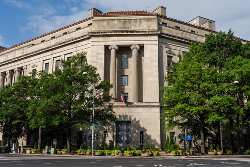 El edificio del Departamento de Justicia el 20 de julio de 2025 en Washington, D.C. (Foto de Eric Lee/Getty Images).