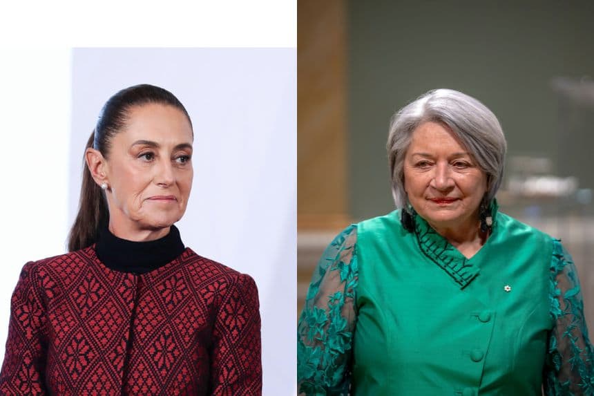 La presidenta de México, Claudia Sheinbaum, habla durante una rueda de prensa este martes, en Palacio Nacional de Ciudad de México, México. (EFE/ Mario Guzmán) / La gobernadora general de Canadá, Mary Simon, llega a Rideau Hall para la ceremonia de toma de posesión de su gabinete el 13 de mayo de 2025 en Ottawa, Canadá. (Andrej Ivanov/Getty Images)