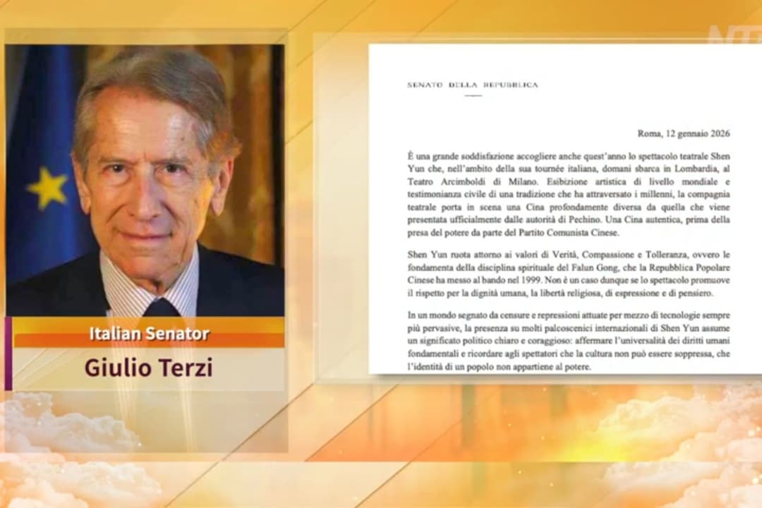 Senador italiano envía carta de felicitación y da la bienvenida a Shen Yun