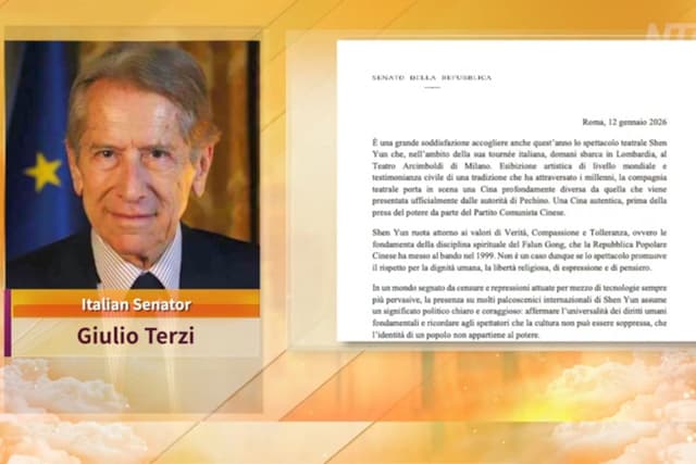 Senador italiano envía carta de felicitación y da la bienvenida a Shen Yun