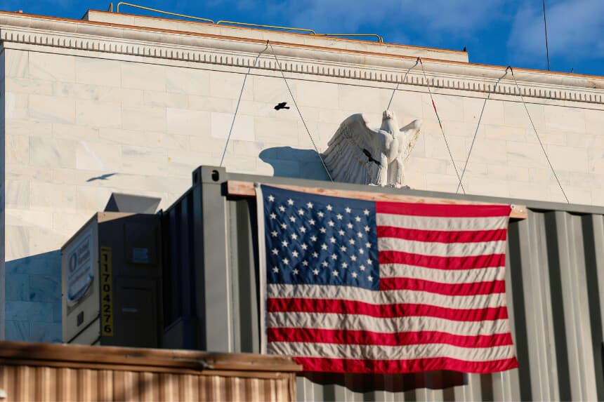 Las obras continúan en el edificio Marriner S. Eccles de la Junta de la Reserva Federal el 12 de enero de 2026 en Washington, D.C. (Foto de Heather Diehl/Getty Images)