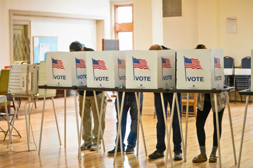 DETROIT, MICHIGAN - NOVEMBER 5: Detroit voters at the polls inside Central United Methodist Church on November 5, 2024 in downtown Detroit, Michigan. Americans cast their ballots today in the presidential race between Republican nominee former President Donald Trump and Democratic nominee Vice President Kamala Harris, as well as multiple state elections that will determine the balance of power in Congress. (Photo by Sarah Rice/Getty Images)
