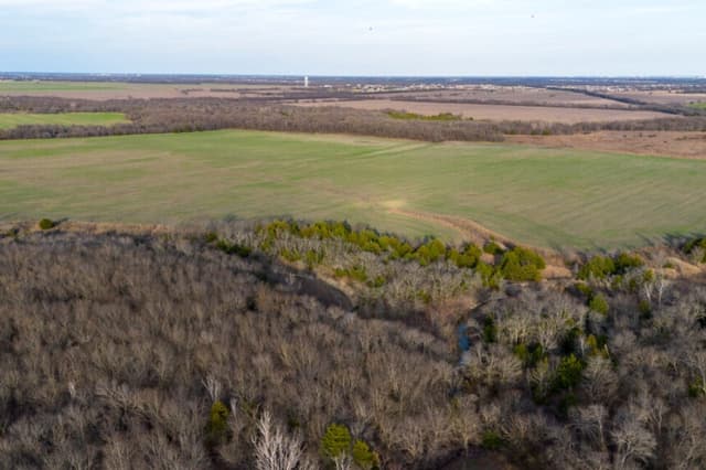 Panorámica aérea de los terrenos agrícolas destinados a una comunidad musulmana con una mezquita cerca de Josephine, Texas, el 24 de diciembre de 2025. (Bobby Sánchez para The Epoch Times).
