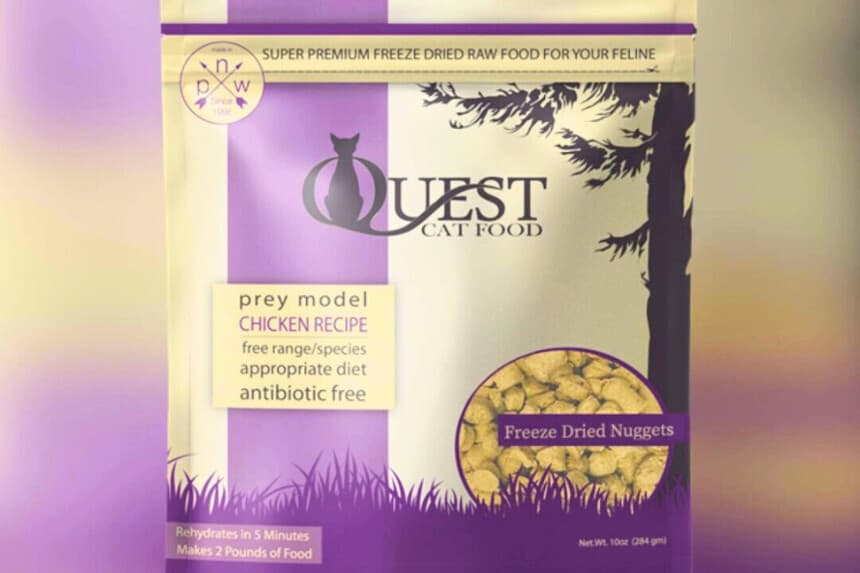 Imagen del alimento para gatos Quest retirado del mercado por Go Raw LLC. (Cortesía de la FDA).