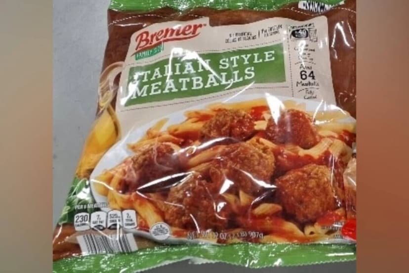 Una imagen de las albóndigas Bremer Family Size Italian Style retiradas del mercado de Rosina Food Products, Inc., con sede en Nueva York. (Cortesía de la USDA).