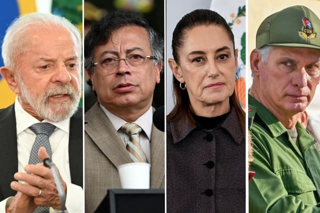 Imagen ilustrativa: De Izq. a Dcha. Presidente de Brasil Luiz Inacio Lula da Silva (Evaristo Sa / AFP vía Getty Images) Presidente de Colombia Gustavo Petro (RAUL ARBOLEDA/AFP vía Getty Images) Presidenta de México Claudia Sheinbaum (Yuri CORTEZ / AFP vía Getty Images) Lider de Cuba Miguel Díaz-Canel (ADALBERTO ROQUE / AFP vía Getty Images)