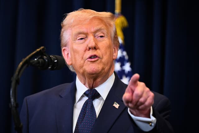 DORAL, FLORIDA - MARCH 09: U.S. President Donald Trump speaks to reporters during a news conference at Trump National Doral Miami on March 9, 2026 in Doral, Florida. President Trump spoke on his administration's strikes on Iran. (Photo by Roberto Schmidt/Getty Images)