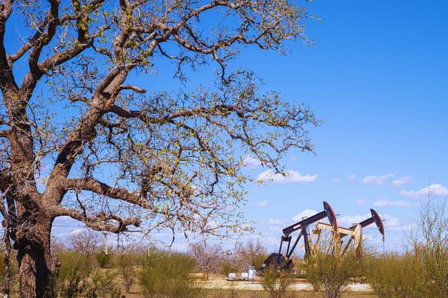 Bombas de bombeo en funcionamiento en un campo el 11 de marzo de 2026 en Gillett, Texas. (Brandon Bell/Getty Images)