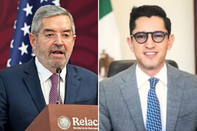 Izq: El secretario de Relaciones Exteriores de México, Juan Ramón de la Fuente, habla durante una rueda de prensa con el secretario de Estado Marco Rubio (fuera de cuadro), en la Secretaría de Relaciones Exteriores en Ciudad de México, el 3 de septiembre de 2025. (CARL DE SOUZA/AFP a través de Getty Images); Der: Roberto Velasco Alvarez en una imagen de archivo. (CC BY-SA 4.0/ Omarwonca) .