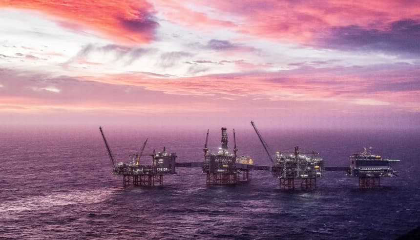 El campo petrolífero Johan Sverdrup en el Mar del Norte, frente a Noruega, el 7 de enero de 2020. (Carina Johansen /NTB Scanpix/vía Reuters)