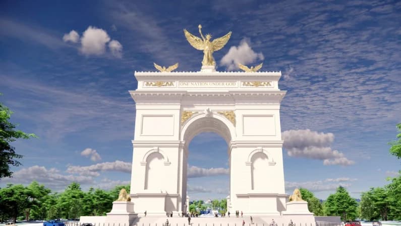 Revelan los planos de diseño del arco del triunfo propuesto por Trump en Washington