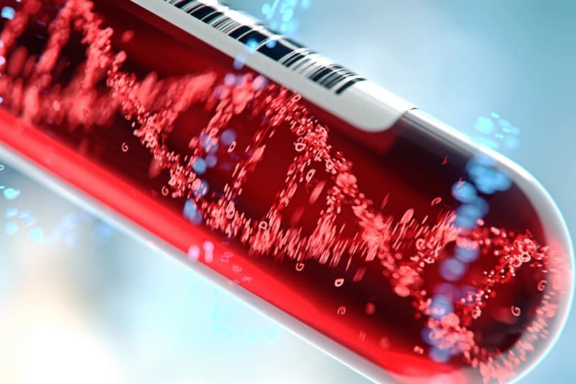 Ilustración de una muestra de sangre con una hélice de ADN en su interior. (Conecta el mundo/Shutterstock)