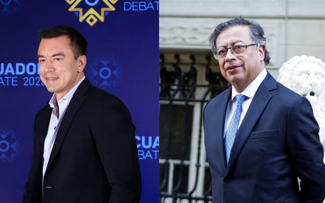Combo de fotografías de archivo que muestra al presidente de Ecuador, Daniel Noboa (i) y a su homólogo de Colombia Gustavo Petro. (EFE/ARCHIVO)