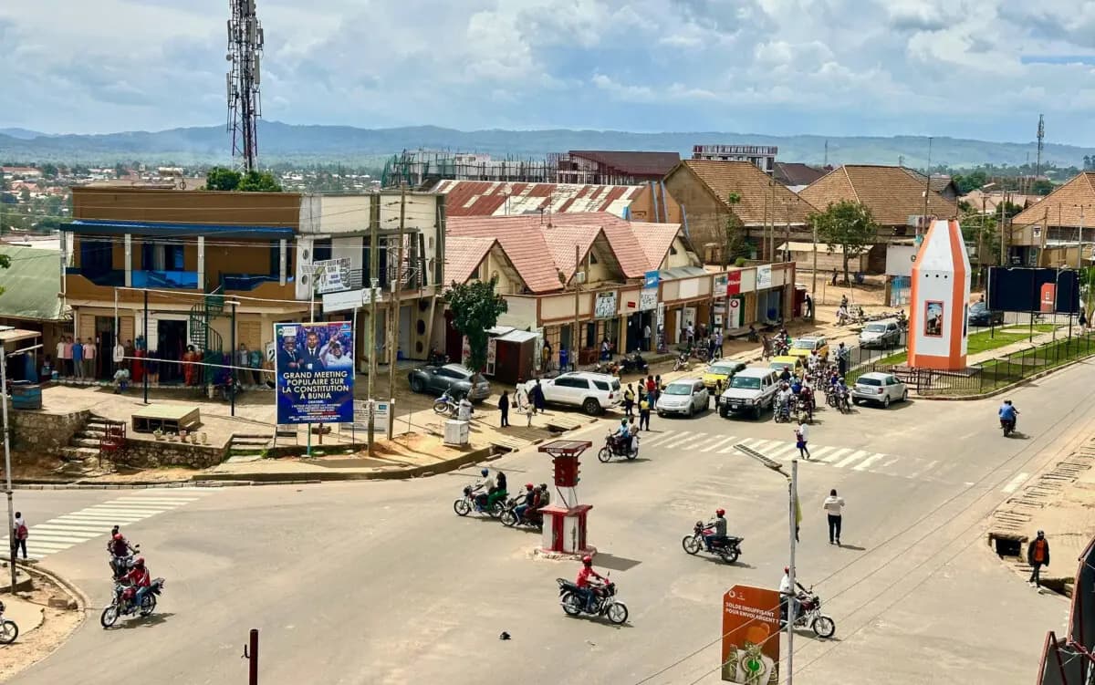 Vista general de Bunia, donde se han confirmado brotes de ébola en la provincia de Ituri, Congo, el 15 de mayo de 2026. (Foto AP).