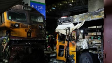 Al menos ocho muertos y 32 heridos en Tailandia tras colisión de un tren con un autobús