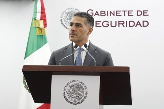 Omar García Harfuch, Secretario de Seguridad y Protección Ciudadana de México, habla durante una rueda de prensa el 20 de mayo de 2026 en la Ciudad de México, México. (EFE/ Secretaria de Seguridad y Protección Ciudadana de México)