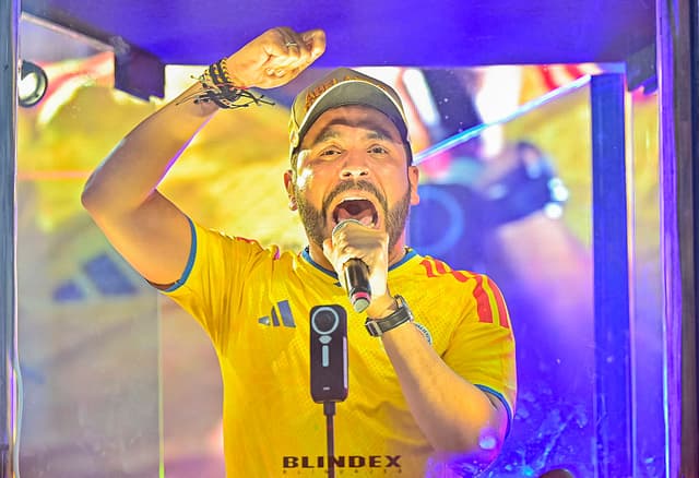 El candidato presidencial colombiano Abelardo de la Espriella, del movimiento "Salvadores de la Patria", en Cartagena, Colombia, el 9 de junio de 2026. (Manuel PEDRAZA / AFP vía Getty Images)