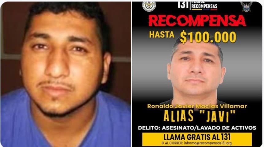 Combo de dos fotografías difundido en la cuenta en X @JohnReimberg del ministro de Interior de Ecuador, John Reimberg, donde se ve a Ronald Javier Macías Villamar, hermano del narcotraficante José Adolfo Macías Villamar (Fito), máximo líder de Los Choneros. (EFE/ @JohnReimberg)